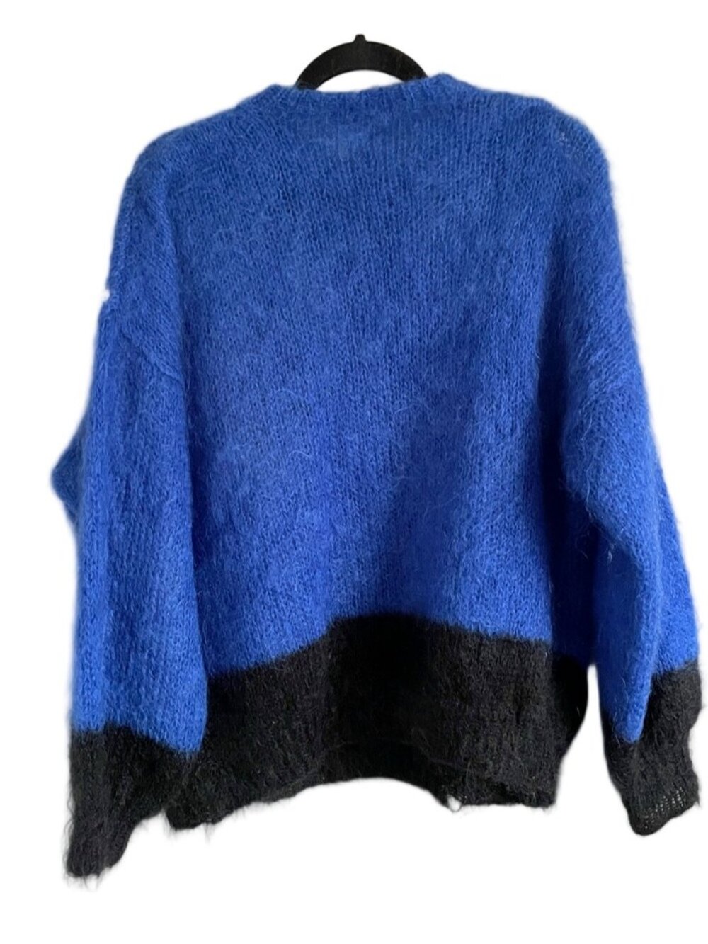 Vintage Handknit Blue Fishing Mohair Wool Sweater - Large 🇬🇧 - Picture 8 of 10
